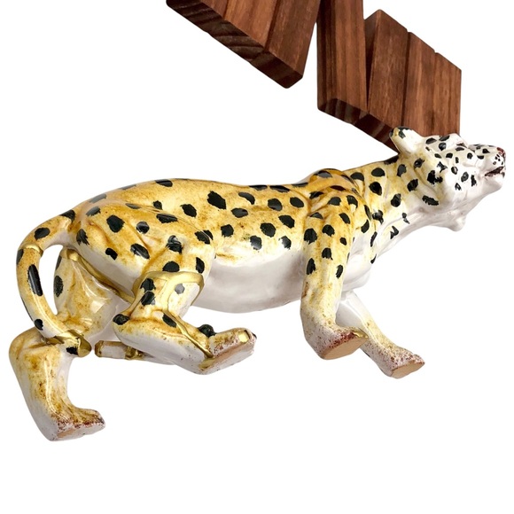 Kintsugi Italian Pottery Cheetah Statuette Majolica Gold Crack Art Gift Italy - Picture 15 of 16